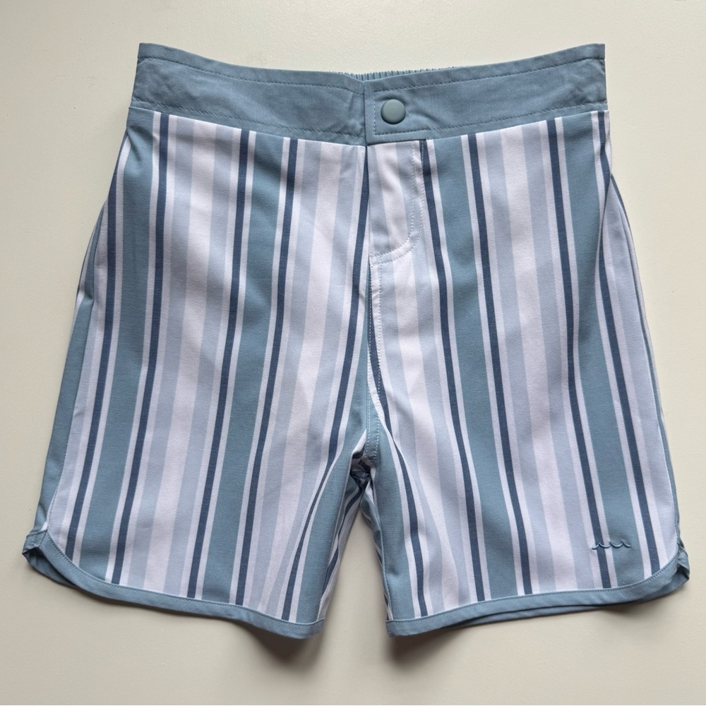 Minnow Boys' Striped Board Short - Light Blue Multi - Size 9/10